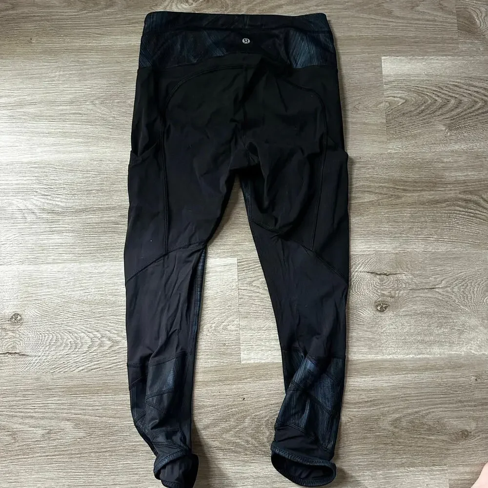 Lululemon size 6 side pocket workout running leggings abstract pattern womens